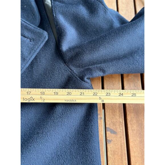 Vintage Jacobson’s Made in USA 100% Wool Navy Blue Double Breasted Tweed Coat 44 - Picture 6 of 9